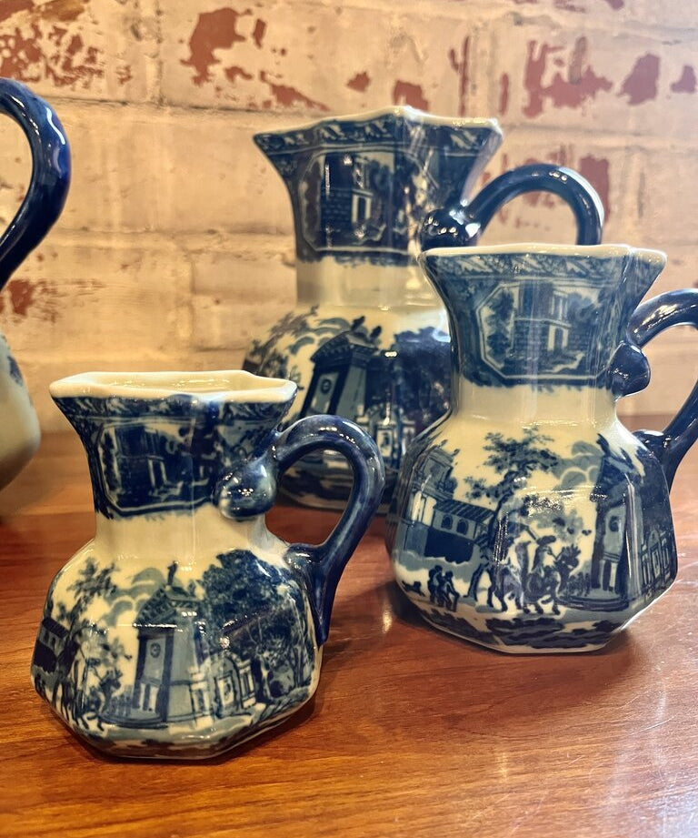 Set Of 5 Vintage Victoria Ware Ironstone Jugs
