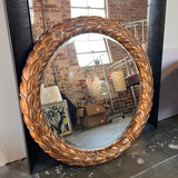 Very Large Round Gold Gilt Mirror 48"Diam