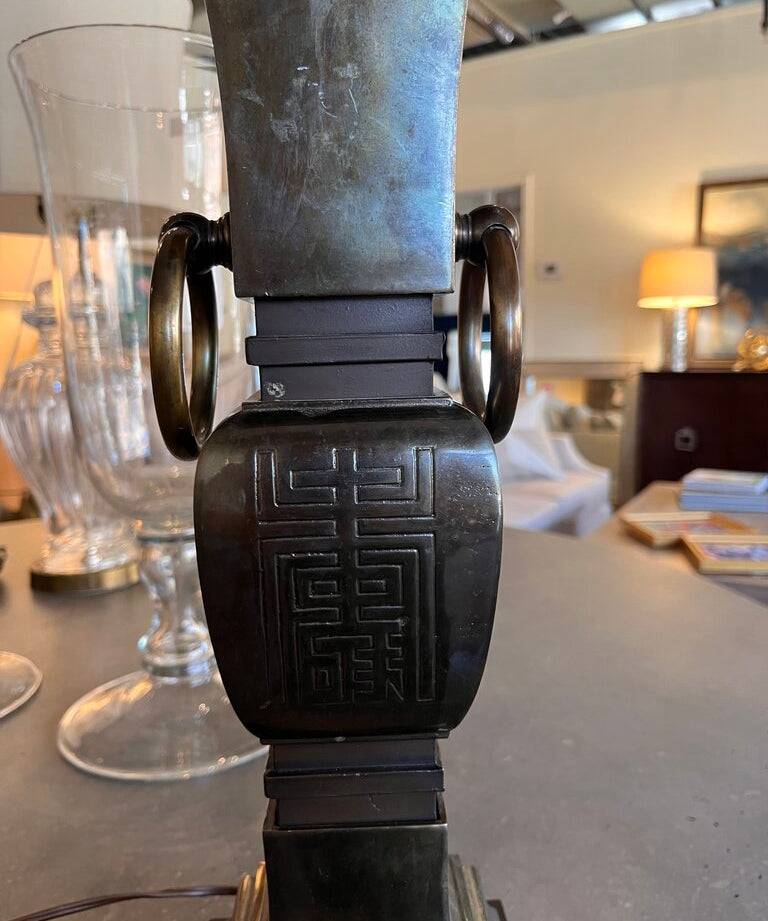 Asian Modern Regency Brass Urn Lamp 35.25 " T