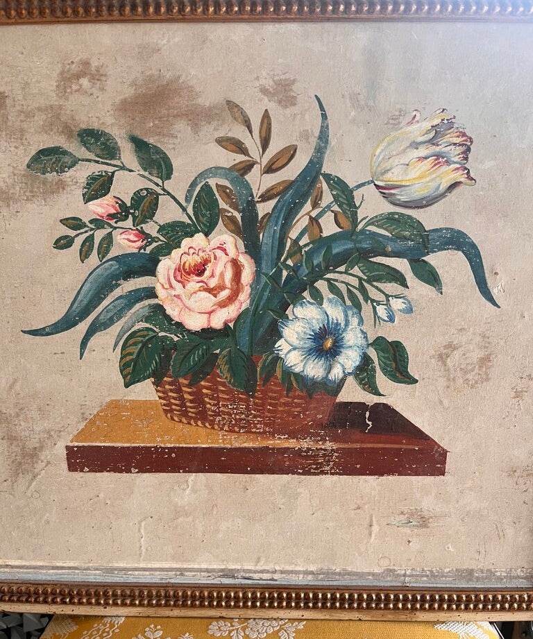 Antique Early American Painting On Board 22"W x 19.5"T