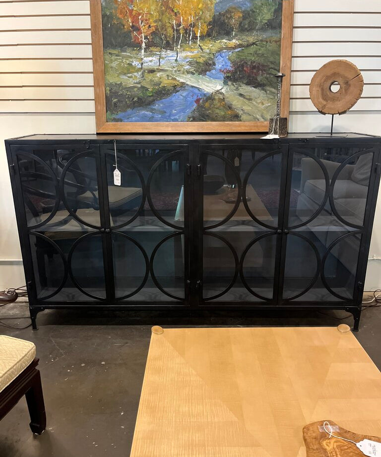 Dudley Metal & Glass Credenza 75" W X16.5" D X 43.5 " T