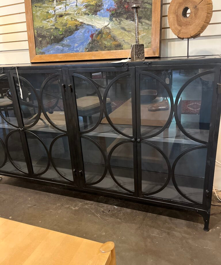 Dudley Metal & Glass Credenza 75" W X16.5" D X 43.5 " T