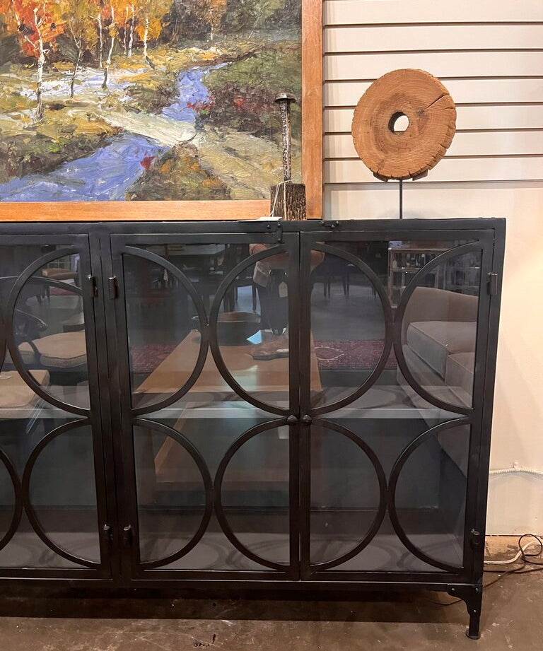 Dudley Metal & Glass Credenza 75" W X16.5" D X 43.5 " T