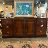Antique Linen Press/Cabinet In Mahogany 77"L x 21.5"D x 35"T