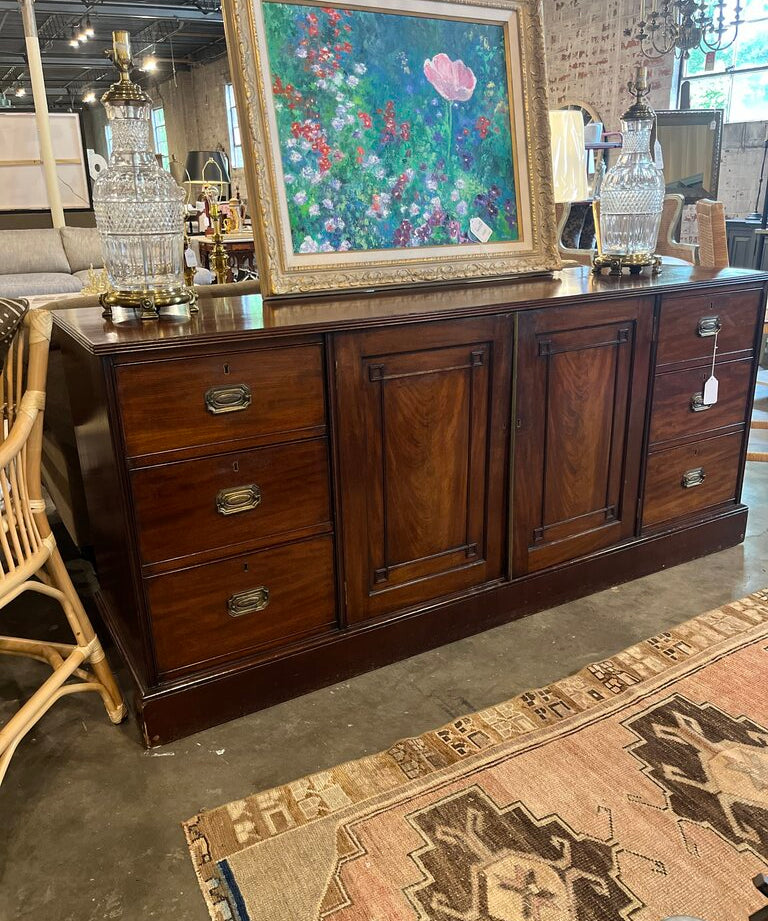Antique Linen Press/Cabinet In Mahogany 77"L x 21.5"D x 35"T