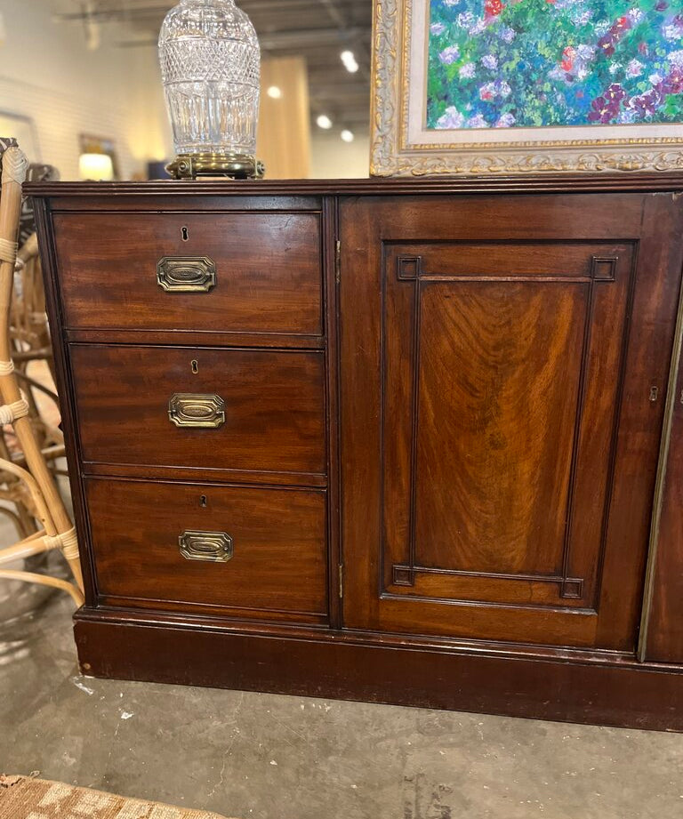 Antique Linen Press/Cabinet In Mahogany 77"L x 21.5"D x 35"T