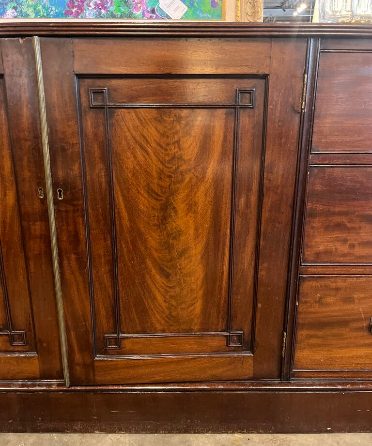 Antique Linen Press/Cabinet In Mahogany 77"L x 21.5"D x 35"T
