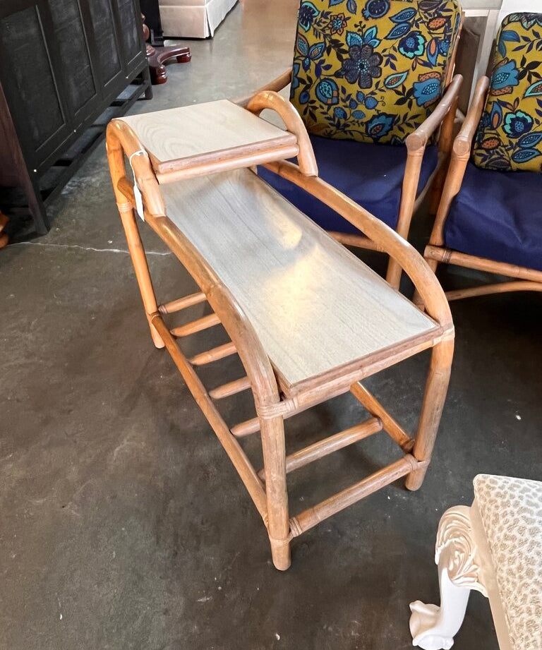 Vintage Rattan Side Table 14" W X 32 " D X 28" T