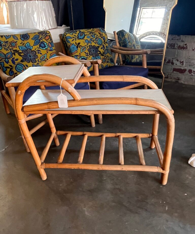Vintage Rattan Side Table 14" W X 32 " D X 28" T