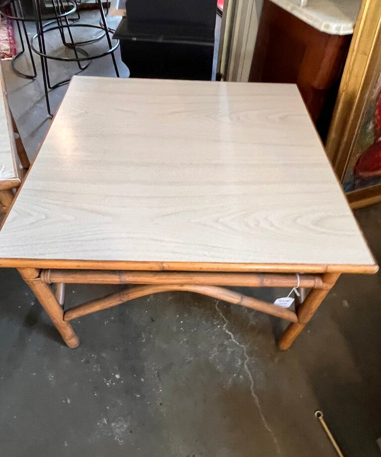 Vintage Rattan Coffee Table 30" W X 30" X 20" T