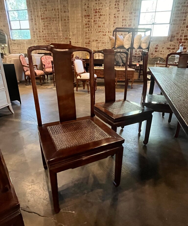 Set Of 8 Vintage Henredon Mahogany And Cane Dining Chairs Two Arm Chairs Six Side Chairs