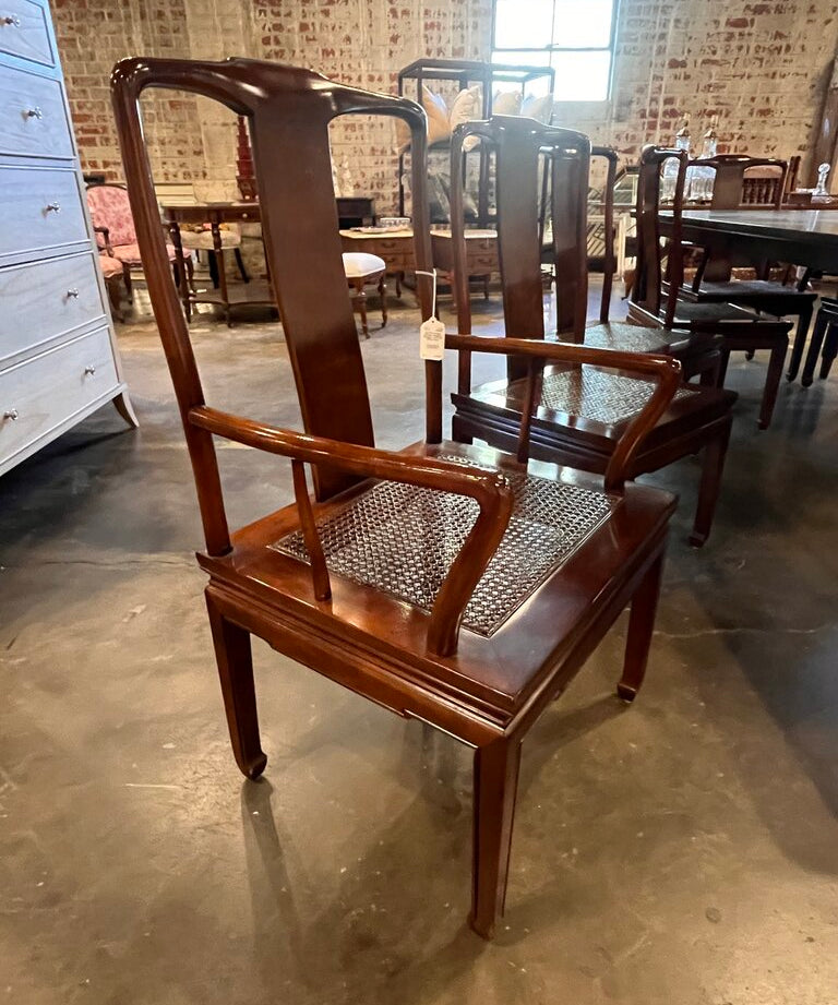 Set Of 8 Vintage Henredon Mahogany And Cane Dining Chairs Two Arm Chairs Six Side Chairs