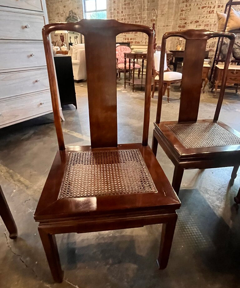 Set Of 8 Vintage Henredon Mahogany And Cane Dining Chairs Two Arm Chairs Six Side Chairs