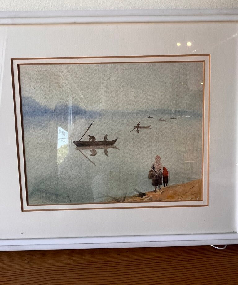 Antique Framed Watercolor 13.5"W x 12"T