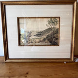 Antique W.Baxter ca.1870 "Langland Bay,Swansia 16"W x 13.5"T