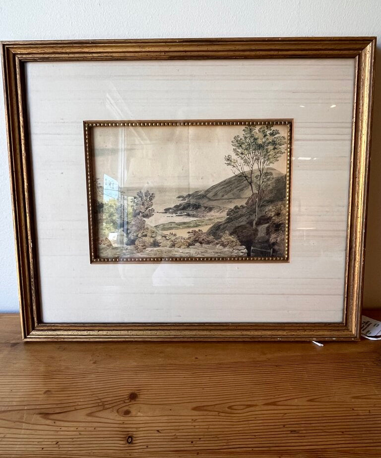 Antique W.Baxter ca.1870 "Langland Bay,Swansia 16"W x 13.5"T