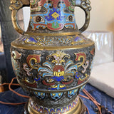 Asian Cloisonne Lamp No Shade 26.5"T x 7"W