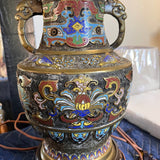 Asian Cloisonne Lamp No Shade 26.5"T x 7"W