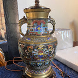 Asian Cloisonne Lamp No Shade 26.5"T x 7"W