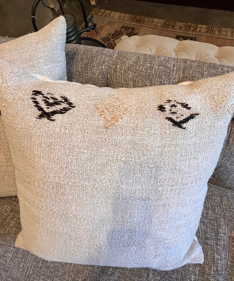 Pair of Turkish Wool Pillows 22" W X 22 " W