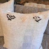 Pair of Turkish Wool Pillows 22" W X 22 " W