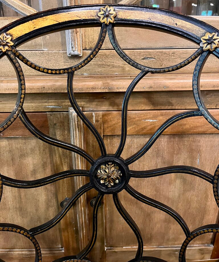 Regency Style Ebonized And Gilded Spider Back Chair 24"W x 21"D x 37"H