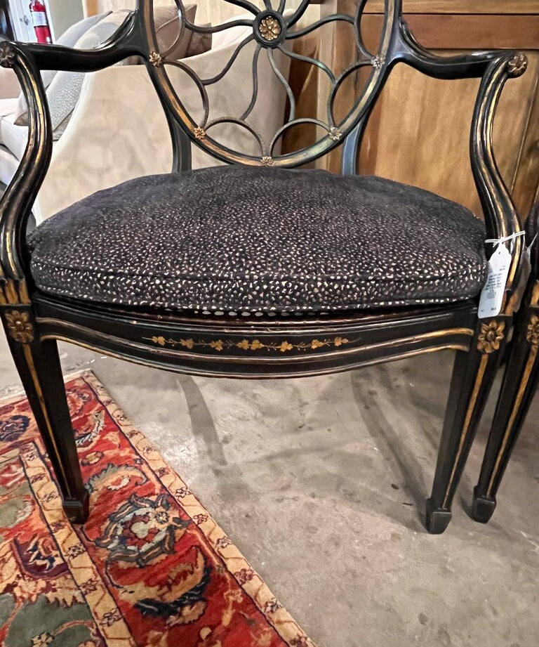 Regency Style Ebonized And Gilded Spider Back Chair 24"W x 21"D x 37"T