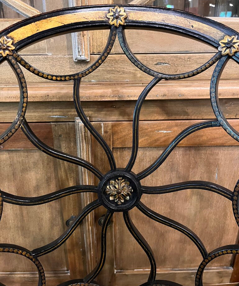 Regency Style Ebonized And Gilded Spider Back Chair 24"W x 21"D x 37"T