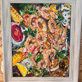 Original Signed New Orleans Artist Patrick Sart Framed Painting "Shrimp" 24"W x 20"T