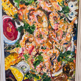Original Signed New Orleans Artist Patrick Sart Framed Painting "Shrimp" 24"W x 20"T