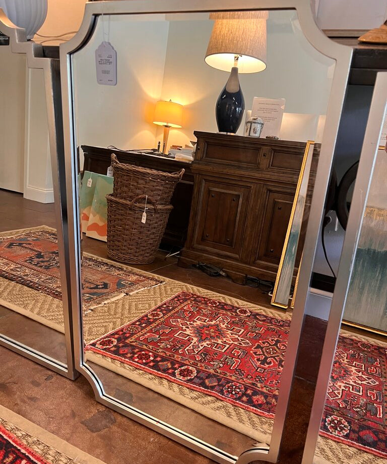 Silver Painted Mirror w/ Scalloped Detail 24"W x 40"T