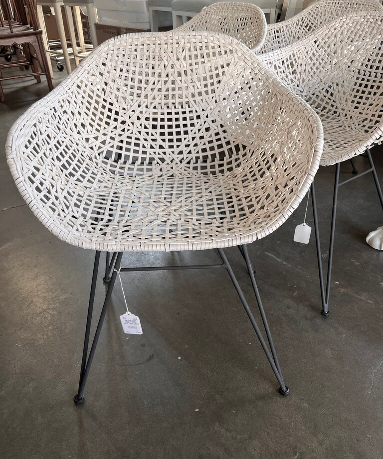 Four Available Safavieh Jadis Chair In White Woven Leather 23"W x 21"D x 34"H