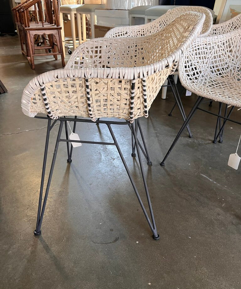 Four Available Safavieh Jadis Chair In White Woven Leather 23"W x 21"D x 34"H
