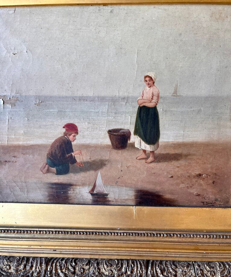 Antique Signed Oil Painting Signed W.Douglas 23"W x 26"T