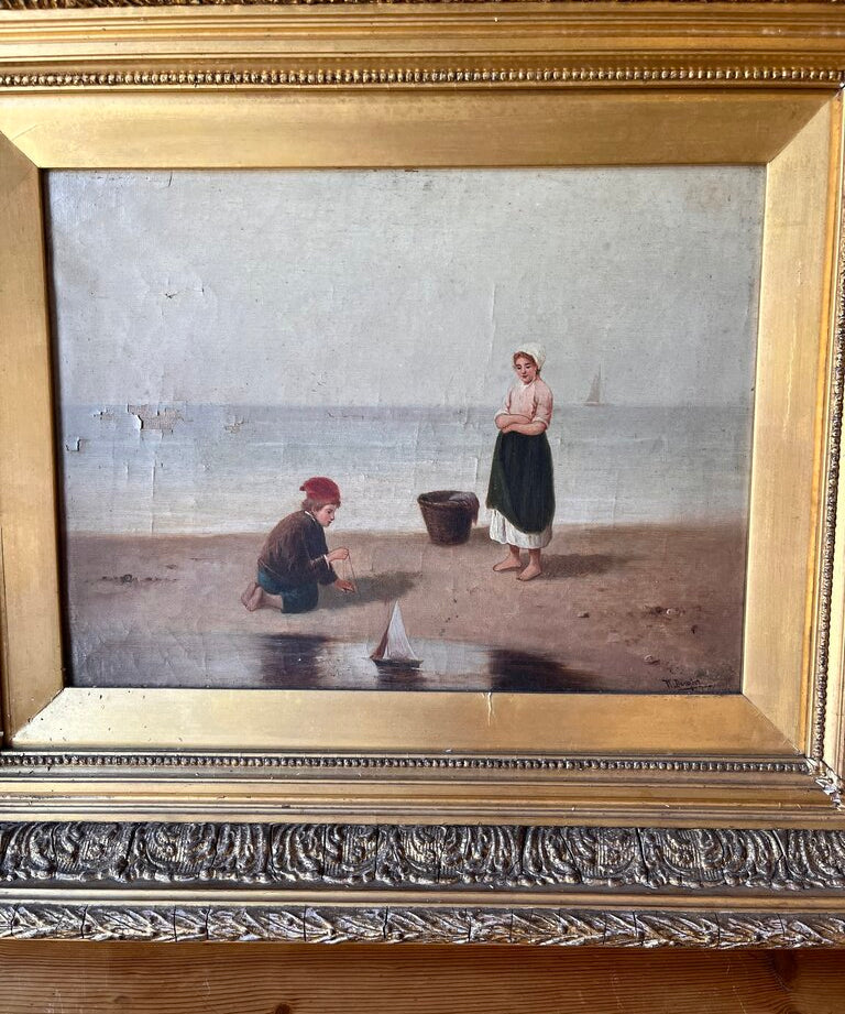 Antique Signed Oil Painting Signed W.Douglas 23"W x 26"T