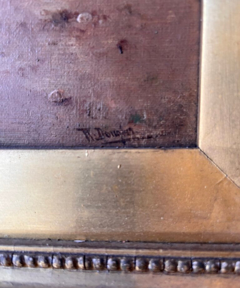 Antique Signed Oil Painting Signed W.Douglas 23"W x 26"T