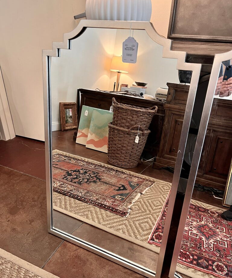 Silver Painted Mirror w/ Scalloped Detail 24"W x 40"T