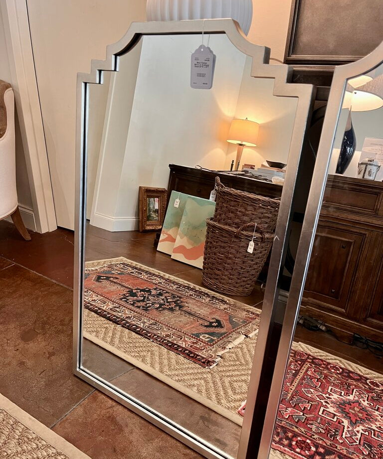 Silver Painted Mirror w/ Scalloped Detail 24"W x 40"T