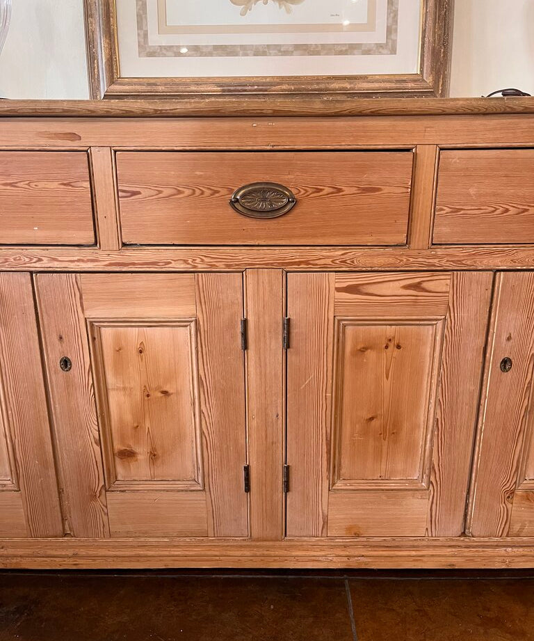 Large Antique French Pine Buffet 76"L x 19.5"D x 42"T