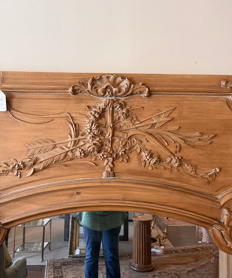 Oversized French Antique Pine Mirror 66.5"T x 52.5"W