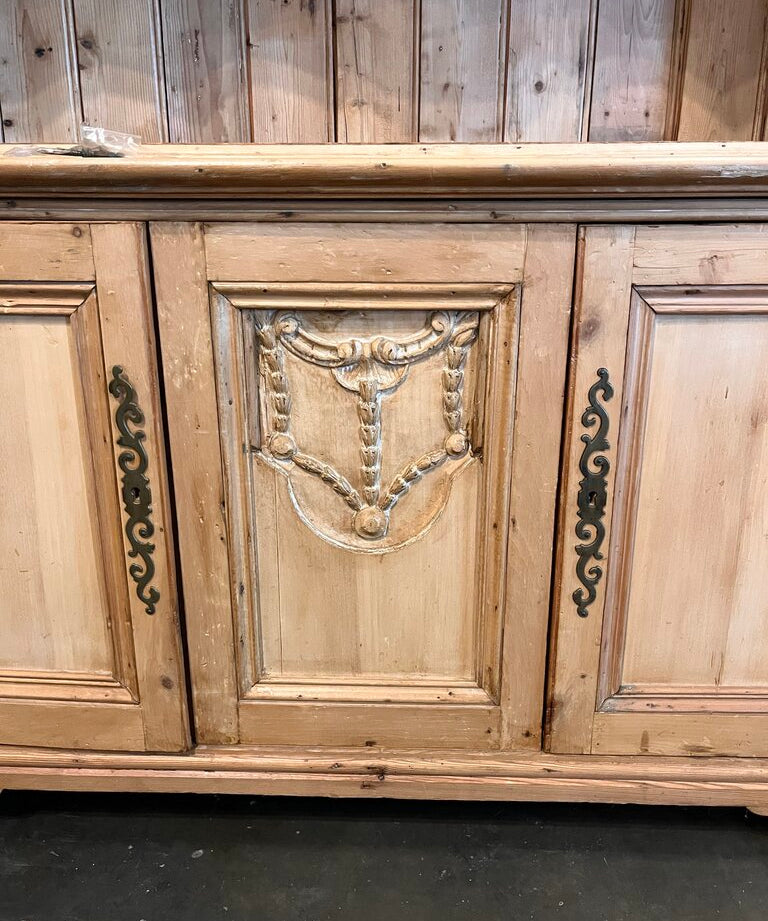 Large Antique French Pine Hutch 95"T x 55"W x 15.5"D