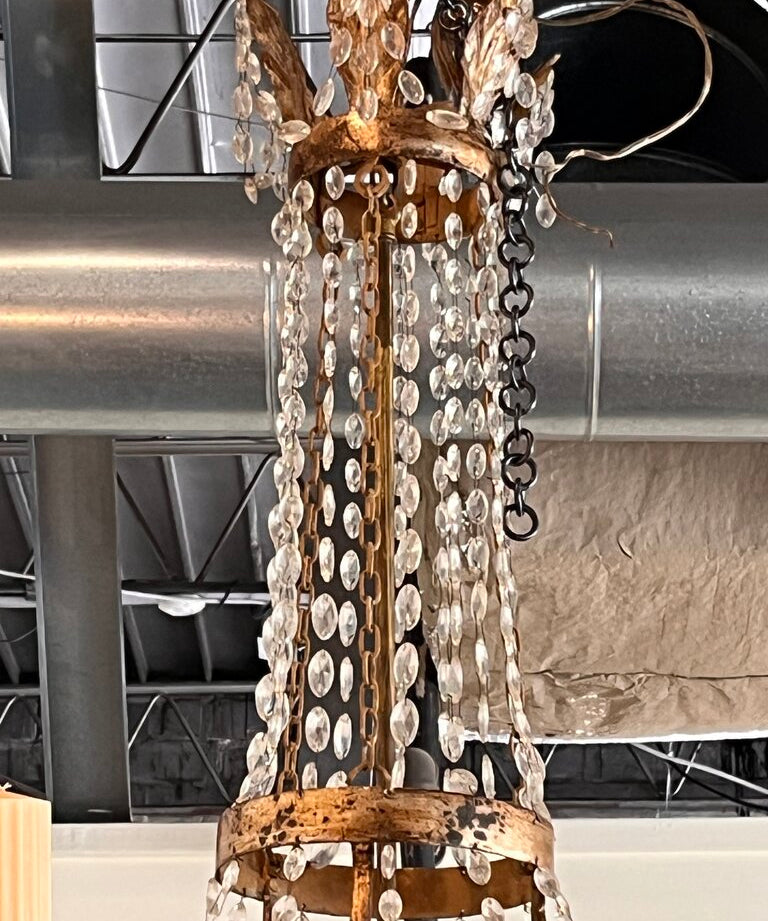 Antique Circa 1840 -1870 Louis XVI Style 6-Arm Irish Crystal Chandelier 50"T x 40"Diam