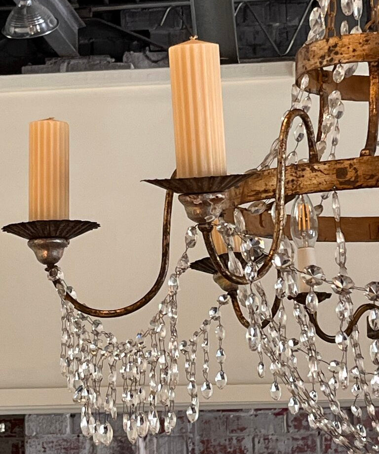 Antique Circa 1840 -1870 Louis XVI Style 6-Arm Irish Crystal Chandelier 50"T x 40"Diam