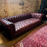 Restoration Hardware Cambridge Chesterfield Sofa In Deep Burgundy Leather 96"L x 41"D x 29"T