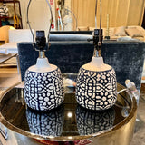 Pair of Blue Ceramic Lamps 17' T