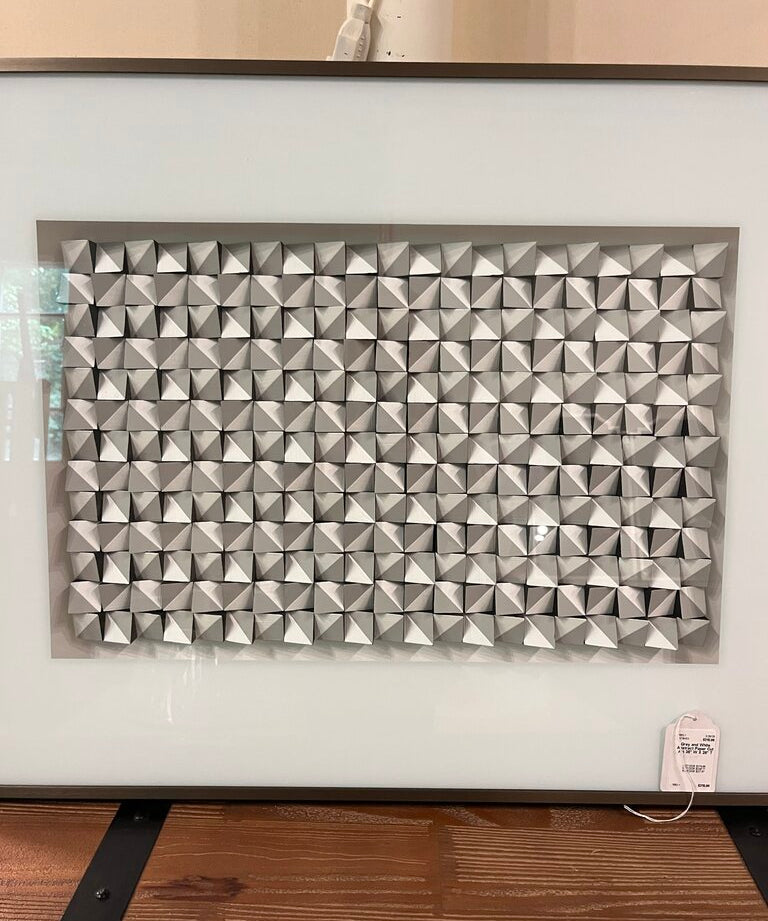 Grey and White Abstract Paper Cut Art 36" W X 26" T
