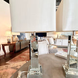 Pair of Mirrored Column Lamps 29" T