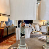 Pair of Mirrored Column Lamps 29" T