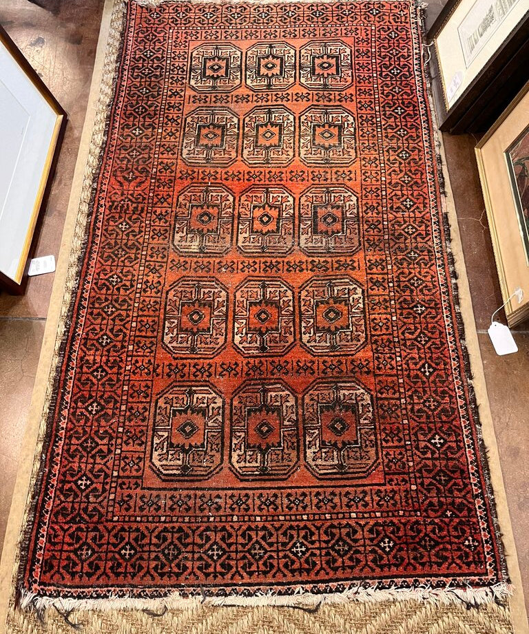 Vintage Rust & Black Runner 69"L x 38"W