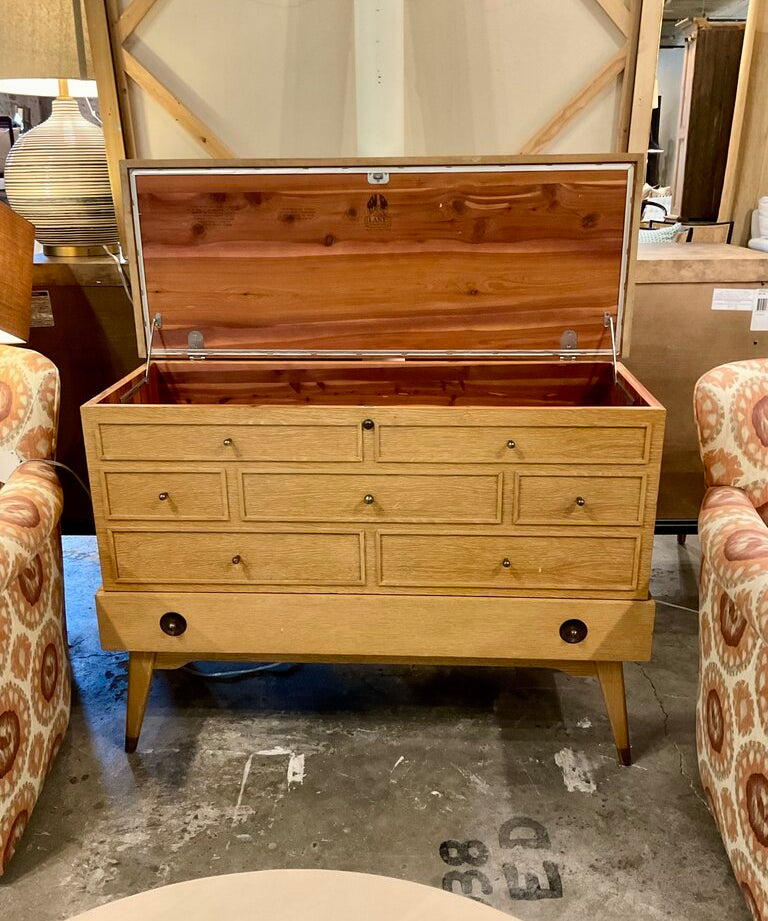 Mid Cent Modern Lift Top Cedar Chest By Lane 43.5"W x 17"D x 32"T